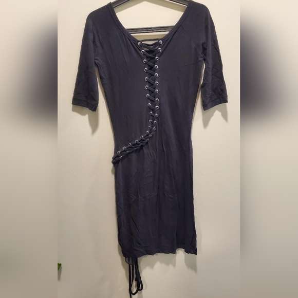 BETSEY JOHNSON | Black Laced Up Bodycon Dress in Size Small - Picture 2 of 8